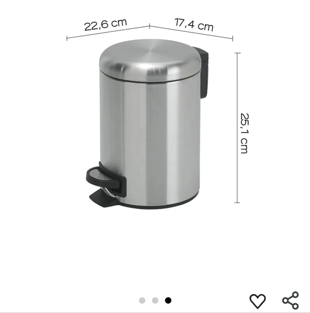 NWT Gedy G-Potty Satin Bathroom Bin 3 L, Stainless Steel